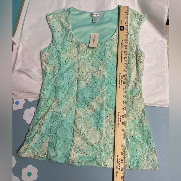 New! Beautiful Floral Lace Dressy Turquoise Tank - Picture 15 of 15